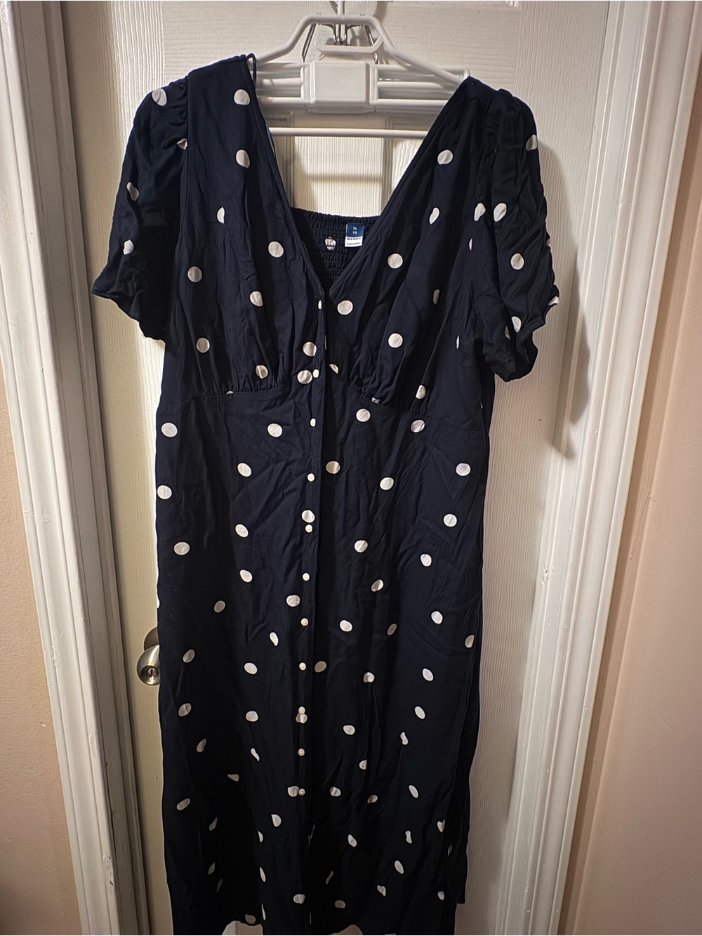Old Navy Navy & White Polka Dot Midi Dress